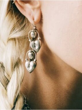 Silver Puffed Heart Earrings